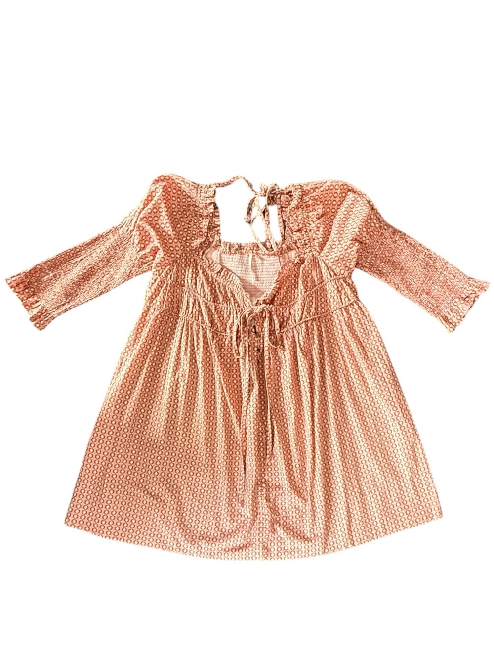 Free People Women's Pink Boho Smocked Long Sleeve Babydoll Mini Dress Size M - Picture 5 of 12